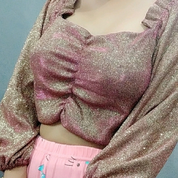 Multicolored glittered crop top party wear - Picture 8 of 8
